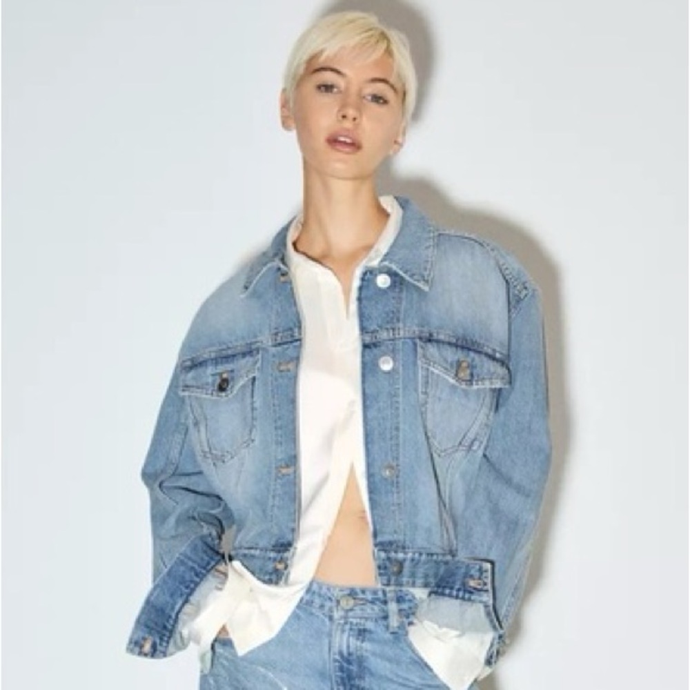ZARA Denim Rhinestone Trucker Jacket NWT S